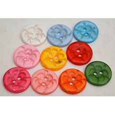 15 mm Flower plastic button 10 (colours)