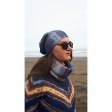 Unisex hand knitted in New Zealand wool set, Beanie and Neck Warmer Scarf